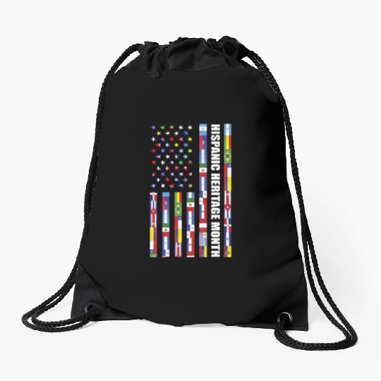 Hispanic Heritage month USA Flag all Countries Drawstring Bags