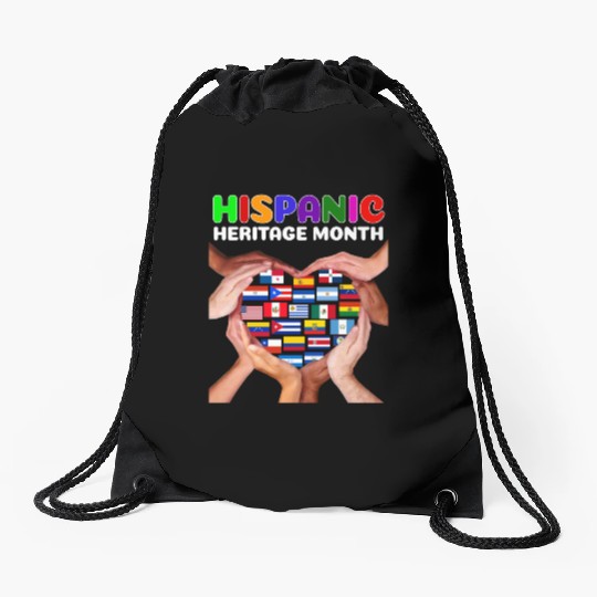 Hispanic Heritage Month All Countries Heart Hands Drawstring Bags