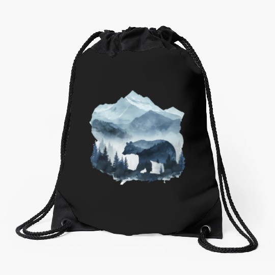 a painting that expresses nature and animals Drawstring Bags