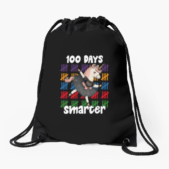 100 Days Of School Ballet Unicorn 100 Days Drawstring Bags