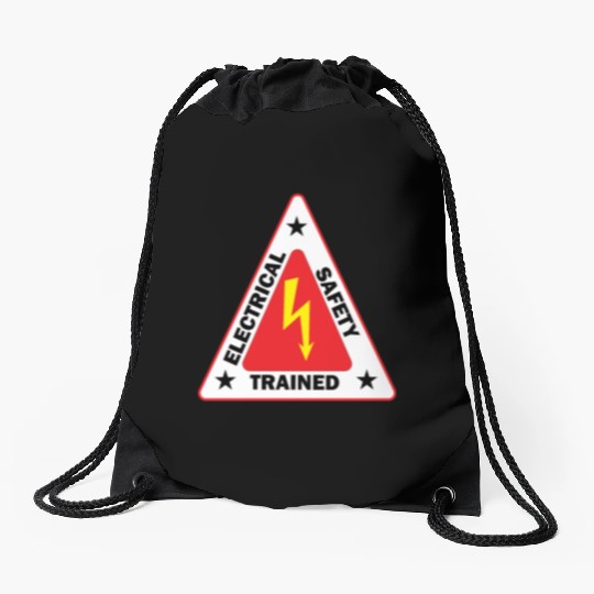 electrical Safety Trained Triangle Warning Sign Drawstring Bags