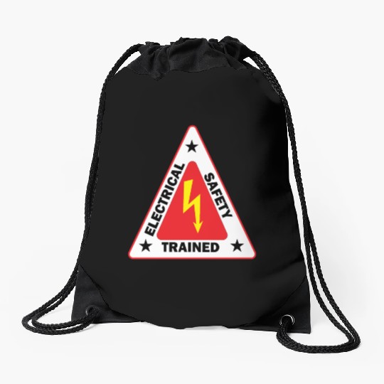 electrical Safety Trained Triangle Warning Sign Drawstring Bags