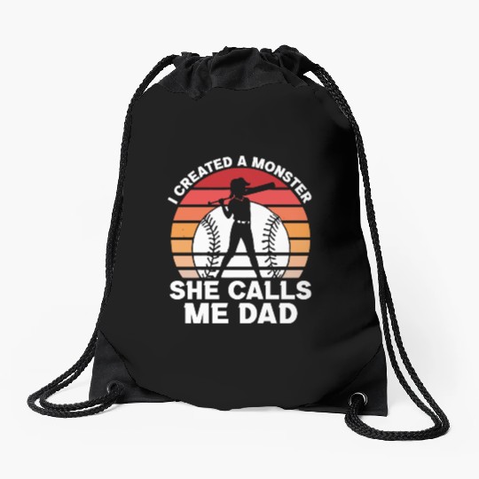 Calls Me Softball Dad Funny Daddy Father's Day Drawstring Bags