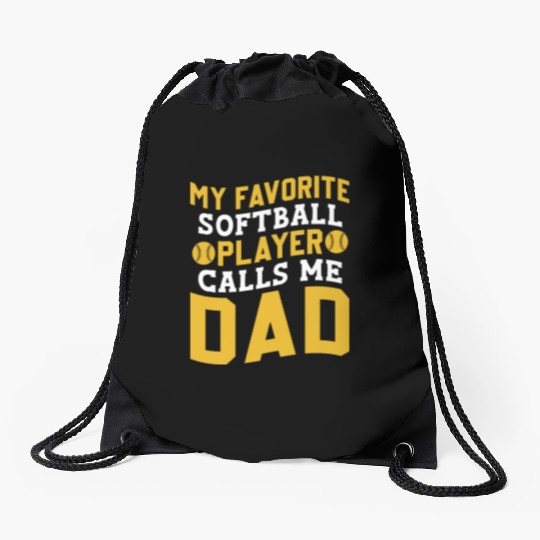 Calls Me Softball Dad Funny Daddy Father's Day Drawstring Bags