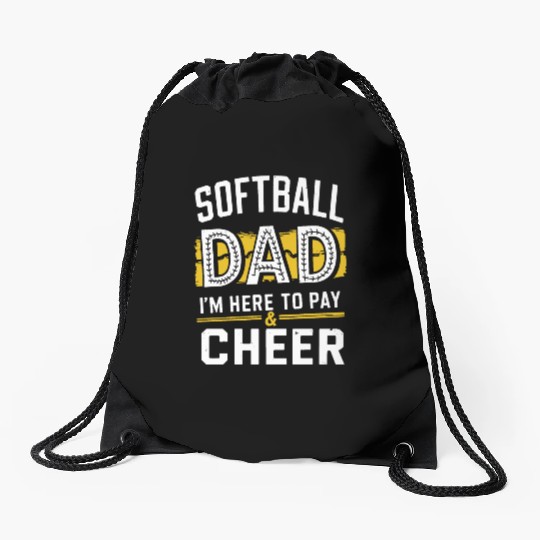 Pay & Cheer Softball Dad Funny Daddy Father's Day Drawstring Bags