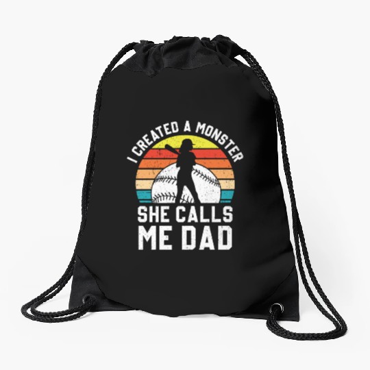 Calls Me Softball Dad Funny Daddy Father's Day Drawstring Bags