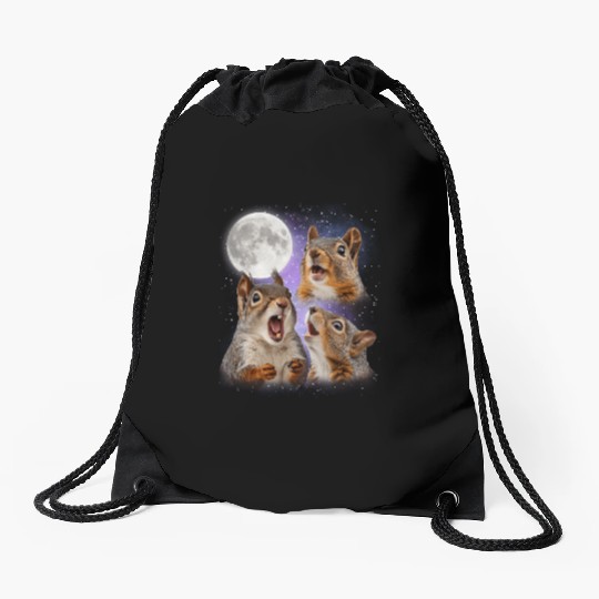Funny Squirrel Moon Space! Nerd, Geed, Science Drawstring Bags