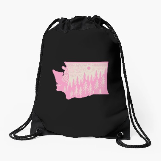Washington DC Wild Outline State Drawstring Bags