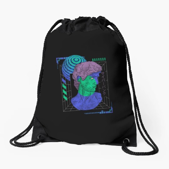 Cyberpunk Style Synthwave Gaming Drawstring Bags