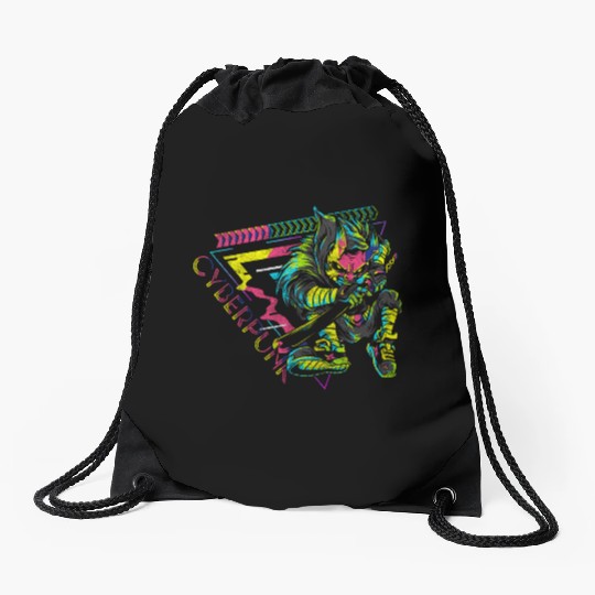 Cyberpunk Cosplay Synthwave Gaming Drawstring Bags