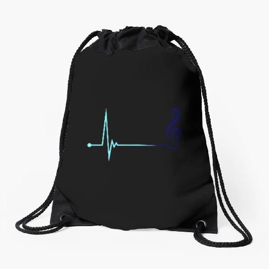Music Clef Note Violin Treble Sound Pulse ECG Drawstring Bags