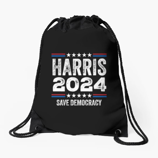 Kamala Harris 2024 Save Democracy US Election Drawstring Bags