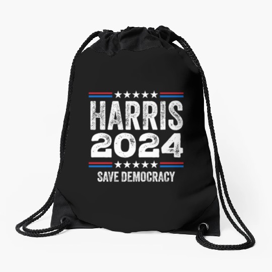 Kamala Harris 2024 Save Democracy US Election Drawstring Bags