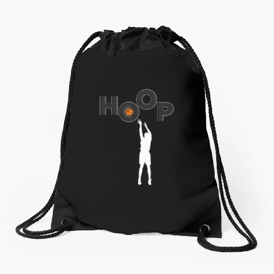 HOOP I love basketball Drawstring Bags