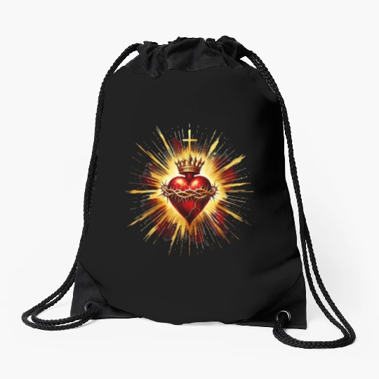 Sacred Heart Jesus Catholic Devotion Drawstring Bags