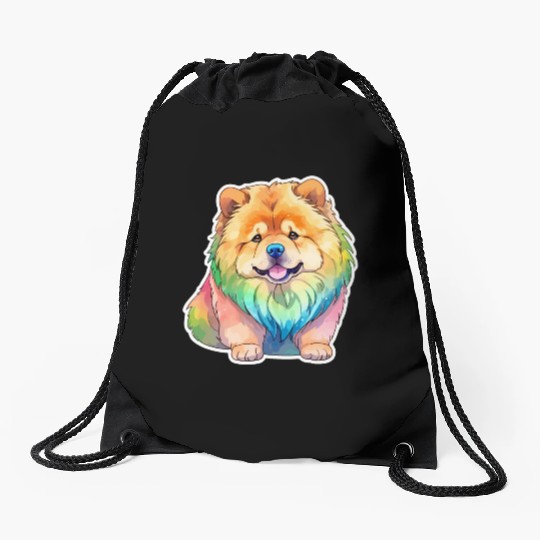 Chow Chow Watercolor Drawstring Bags