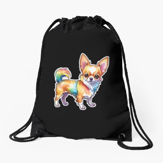Chihuahua Watercolor Drawstring Bags