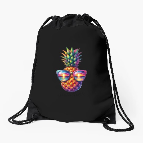 SUMMER PINEAPPLE SUNGLASSES Drawstring Bags