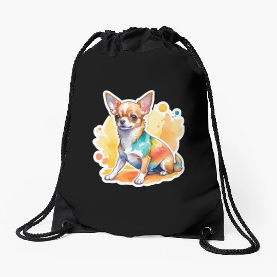 Chihuahua Watercolor Drawstring Bags