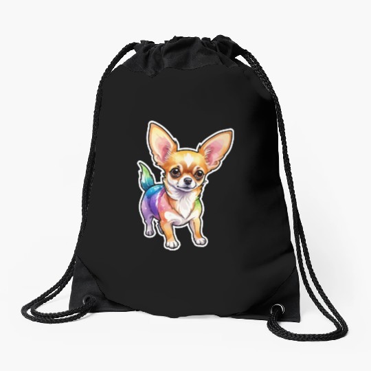 Chihuahua Watercolor Drawstring Bags