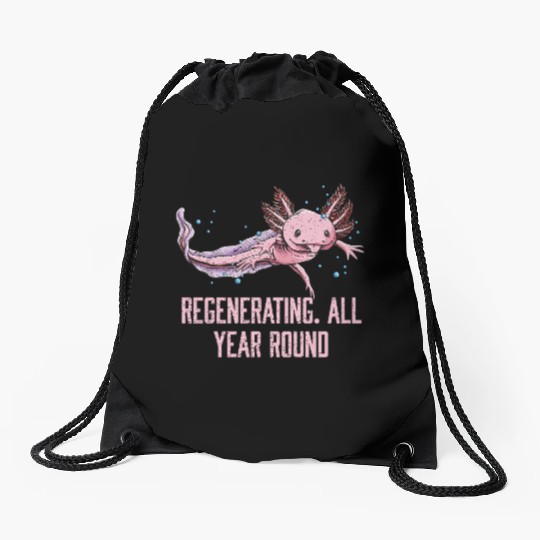 Regenerating All Year Round Axolotl Animal Lover S Drawstring Bags
