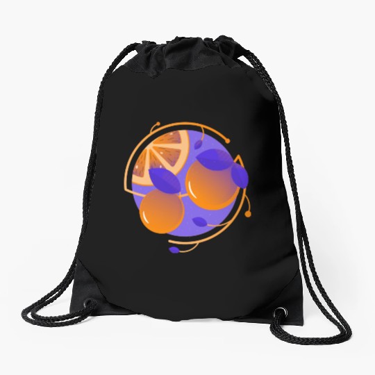 Orange Fruit Drawstring Bags