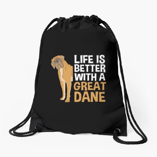 Funny Dog Lovers Life Is Better With A Great Dane Drawstring Bags