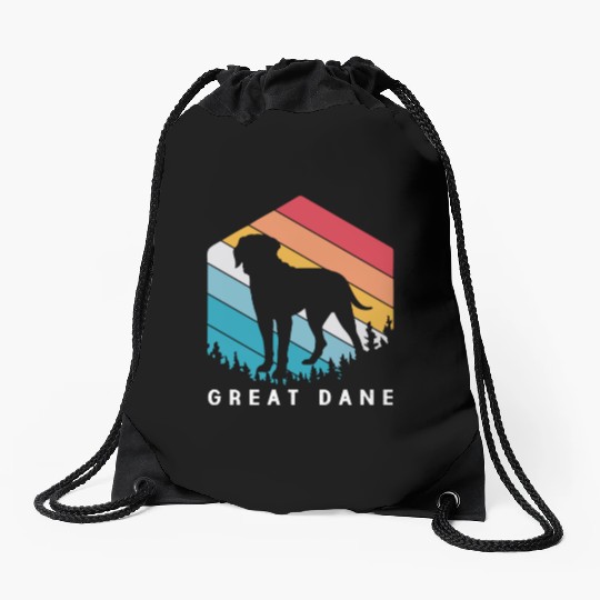 Retro Dog Lovers Great Dane For Great Dane Dad Drawstring Bags