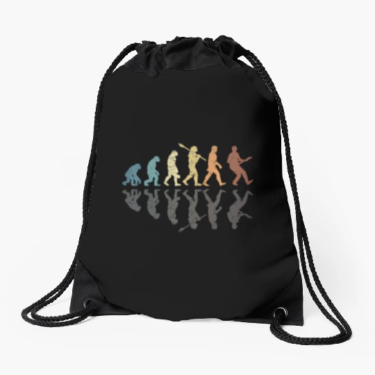 Human Evolution Guitar Band Retro Vintage Drawstring Bags