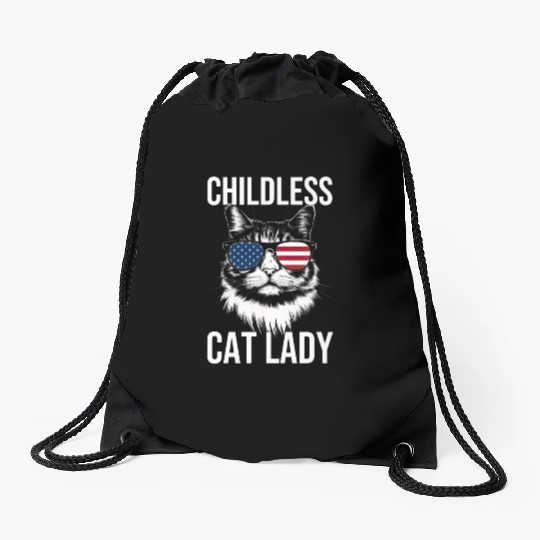 Childless Cat Lady Drawstring Bags