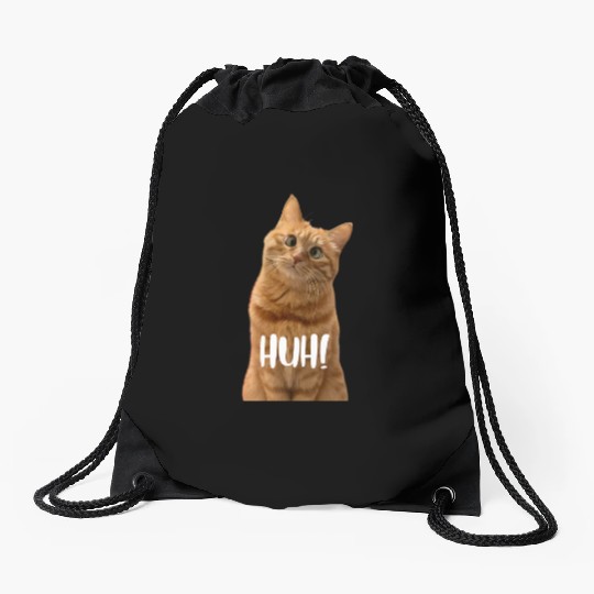 Funny Cross-Eyed Cat Meme Huh Funny Cat Drawstring Bags