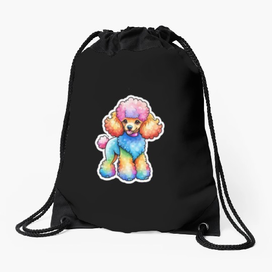 Poodle Watercolor Drawstring Bags