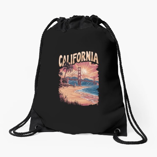 CALIFORNIA GOLDEN GATE BRIDGE BAY AREA Drawstring Bags