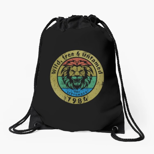 40th birthday Wild, free & untamed since 09/1984 Drawstring Bags