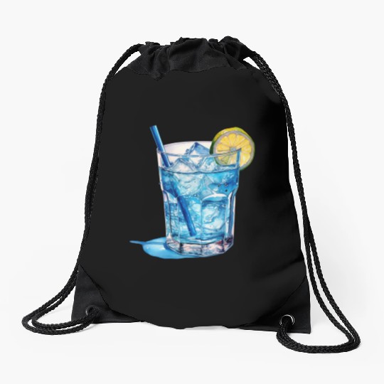Blue Cocktail Drawstring Bags