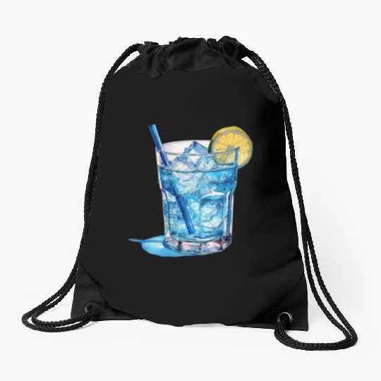 Blue Cocktail Drawstring Bags