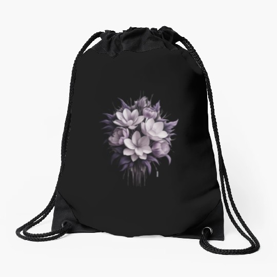 Cute flower purple Drawstring Bags