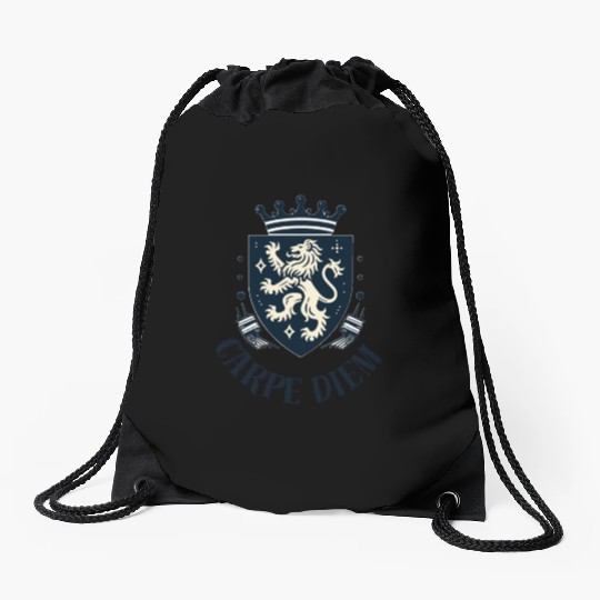Carpe Diem - Elegant Heraldic Crest With Lion and Drawstring Bags
