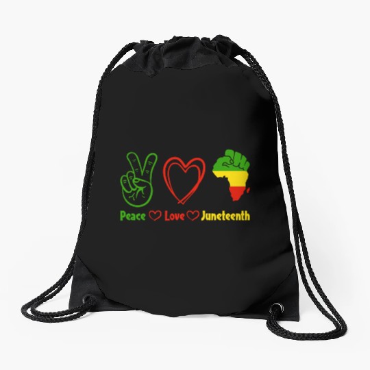 Peace Love Juneteenth,Black Culture,Black History Drawstring Bags
