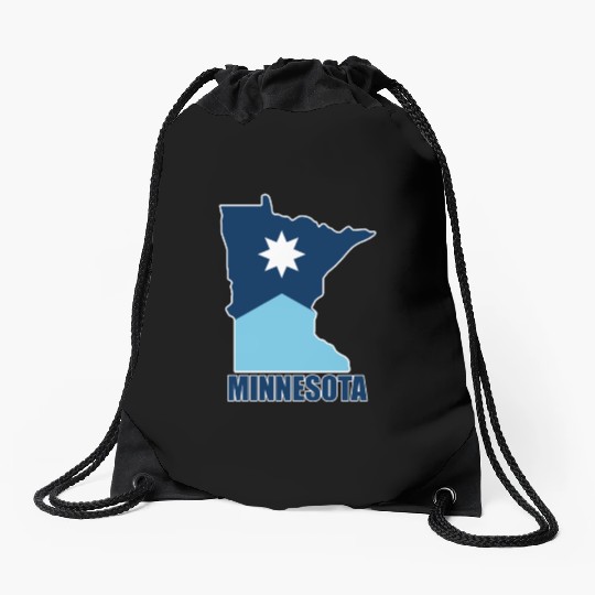 The new Flag of Minnesota State and map Drawstring Bags