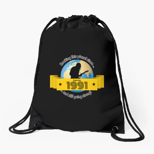33rd birthday Rocking this planet since 09/1991 Drawstring Bags