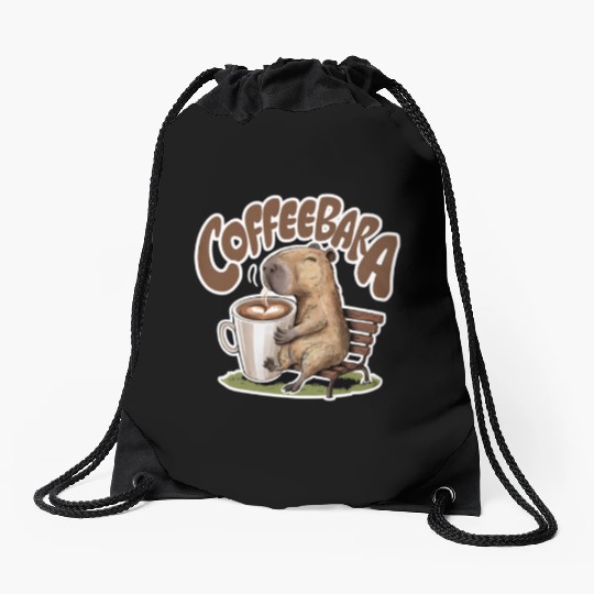 Coffeebara Capybara Coffedrinker Drawstring Bags