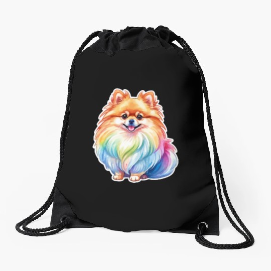 Pomeranian Watercolor Drawstring Bags