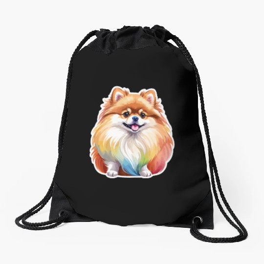 Pomeranian Watercolor Drawstring Bags