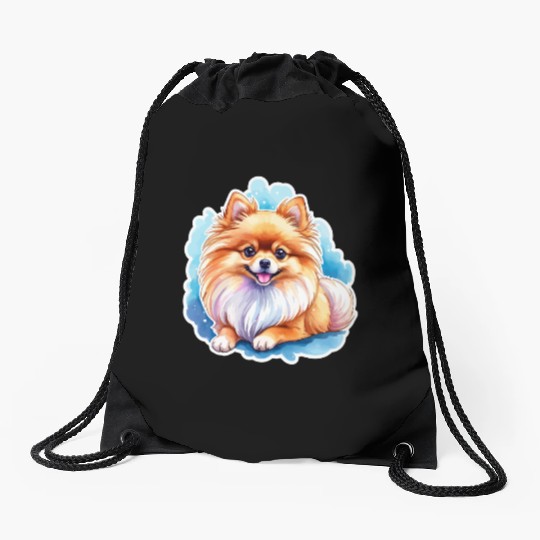 Pomeranian Watercolor Drawstring Bags