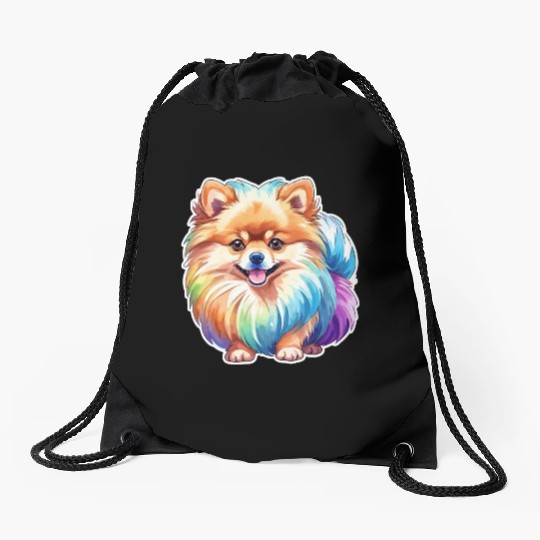 Pomeranian Watercolor Drawstring Bags