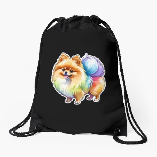 Pomeranian Watercolor Drawstring Bags