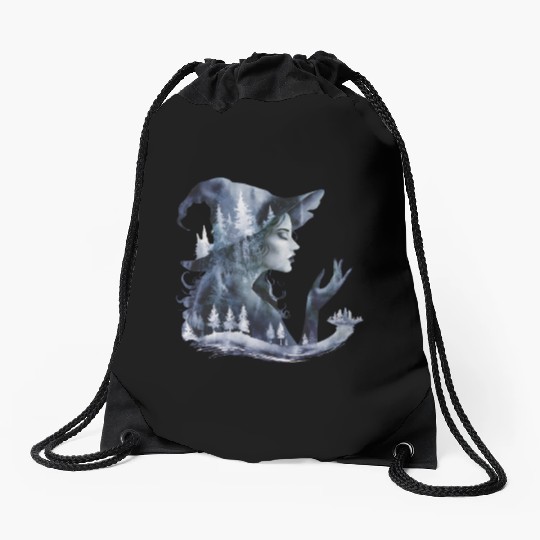 Witch Forest Trees Face Witch Head Nature Lovers Drawstring Bags