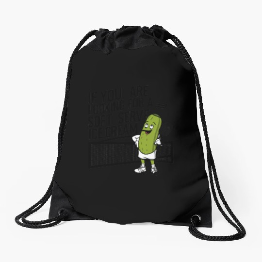 pickle character plays tennis Drawstring Bags