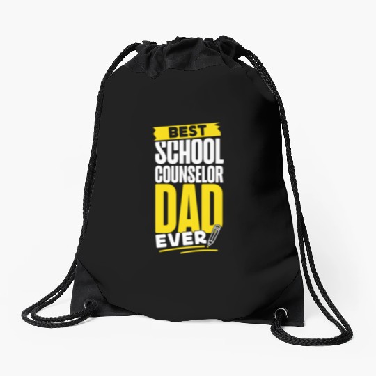 School Counselor Dad Best School Drawstring Bags